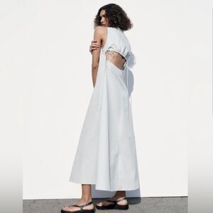 NEW ZARA Grey Midi Cut Out Dress